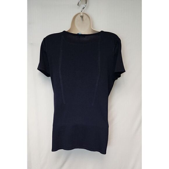 ANTONIO MELANI Navy Blue Round Neck Striped Blouse Cap Sleeve Size M - Picture 4 of 6